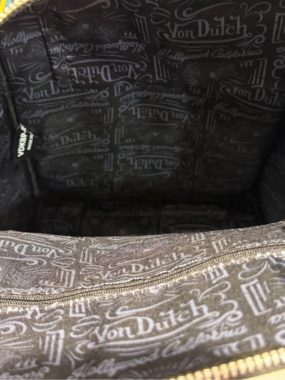 Von Dutch Black w/Multi-Flying Eye Print Medium Backpack ~ NWT